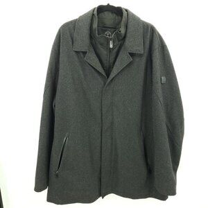 TUMI Tech Grey Wool Insulated Quilt Lined Zip-Up Jacket/Pea Coat XXL